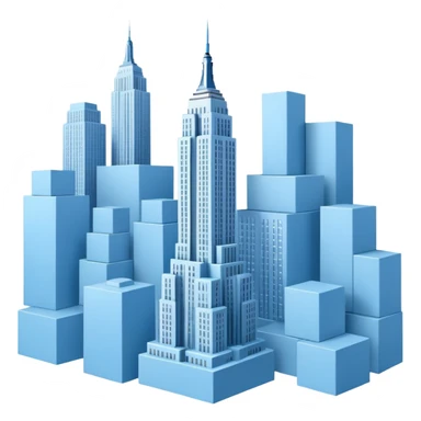 Empire State Building light blue with many plain boxes, dynamic sticker