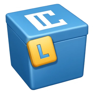 The letters L and R in a blue box 2D sticker