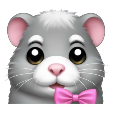 grey crying hamster face with pink bow  sticker