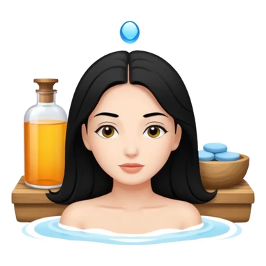 woman relaxing at spa black hair sticker