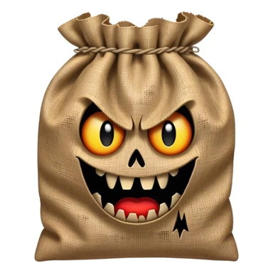 scary bag with frightening face and menacing expression sticker