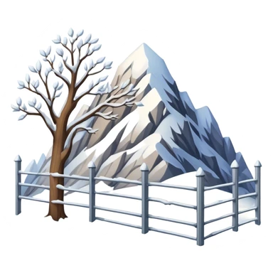 Mountain of with branches and metal fence ontop sticker