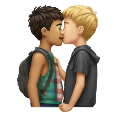 two boys kissing  sticker