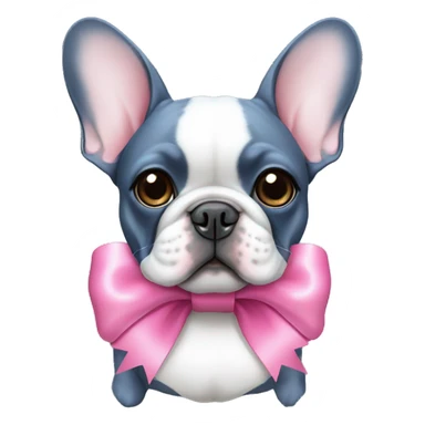 Blue French bulldog with pink bow sticker