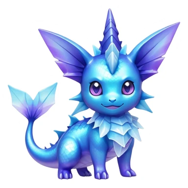 Shiny colorful Vaporeon-Amaura-Pokémon-hybrid-creature sticker