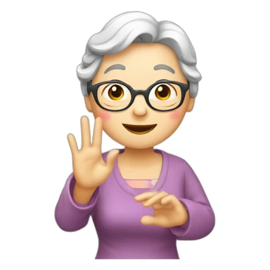 Chinese senior lady show love sign sticker