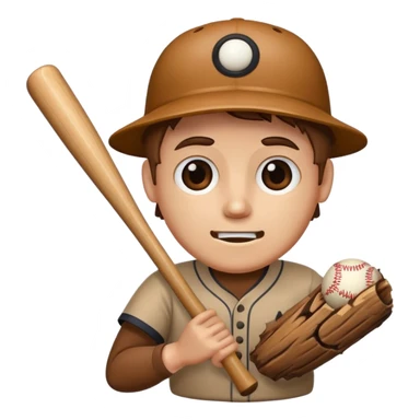 A log which has a face and he's holding a bat sticker