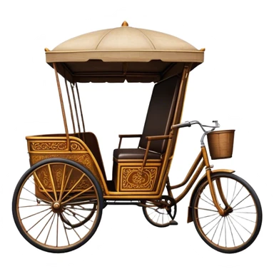 ​Cinematic Realistic Cyclo Rickshaw, depicted as a classic manually operated tricycle-style rickshaw with a simple, rustic design and intricate details, rendered with realistic textures and natural urban lighting that captures its cultural charm and timeless functionality, sticker
