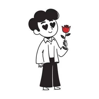 Handsome boyfriend figure with heart eyes sticker