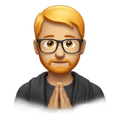 man with orange beard and short blond hair as he praying with orange glasses  sticker