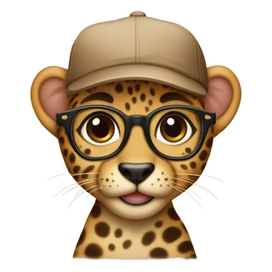 baby cheeta with brown cap, brown-lens glasses sticker
