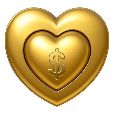 A golden heart with a dollars pattern around it sticker