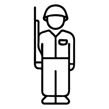 an Israeli soldier, outlined icon, standing at attention, minimal details sticker