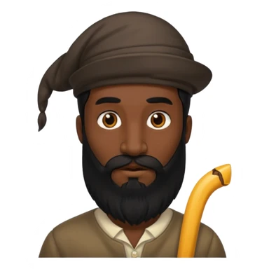 dark skin, long nose, black hair, long black beard, man sticker