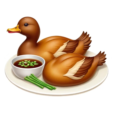 Peking duck, crispy golden skin, Chinese cuisine, emoji style sticker