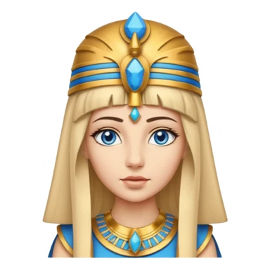 Cleopatra vestita da faraone con il cappello da faraone ma con gli occhi azzurri e i capelli lunghi biondi non troppo chiari sticker