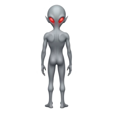 fullbody gray alien looking over his shoulders, rear backview sticker