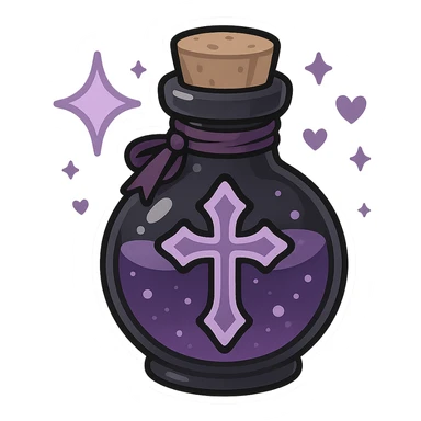 gothic black and purple potion bottle, magical and cute, chibi style sticker sticker