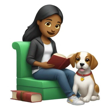 Am I bothering you? Girl, book, and dog sticker