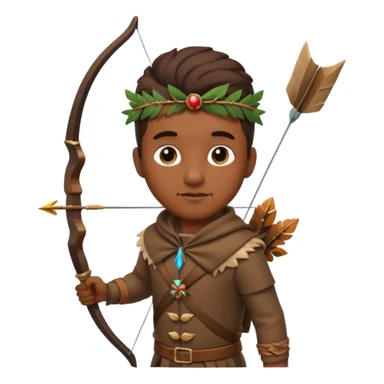 The classic hunter image with a bow and arrow on his back, dressed in brown with some animal made decorations sticker