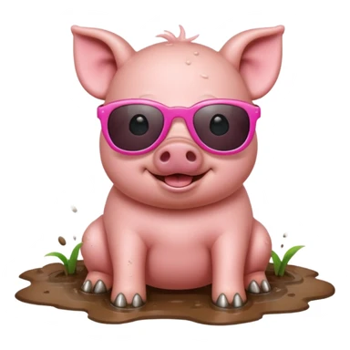 cute pig wearing cool sunglasses and bathing on all fours sticker