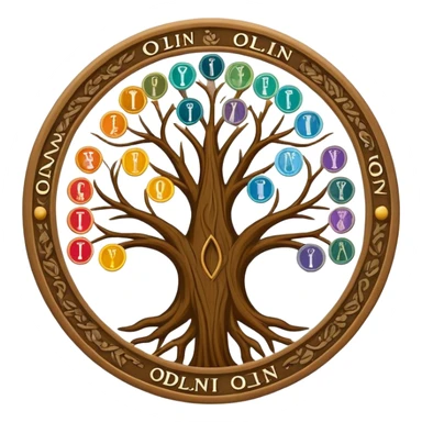 created an intricate but manly looking family genealogy logo to include the name Odlin and a title of Genealogy while also using multiple colors in the logo sticker