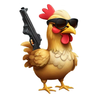 Chicken with a gun and sunglasses sticker