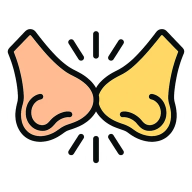 color outline icon of two noses bumping, minimal sticker