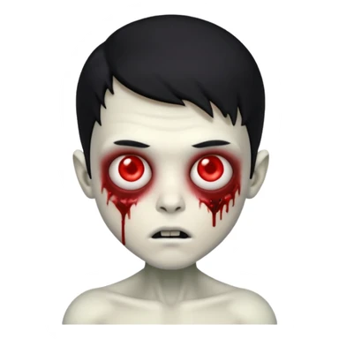 a pretty zombie boy with black hair bearing a resemblance to Ivan from Alien Stage in memoji apple format sticker