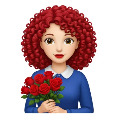 curly woman flower-holding person bouqet sticker