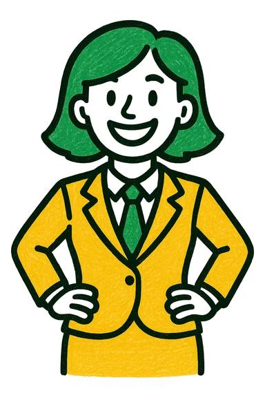 woman in suit, professional style, green gold and white color scheme, bold and clear, suitable for digital use sticker