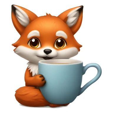 Cute little fox holding a mug in his paws sticker