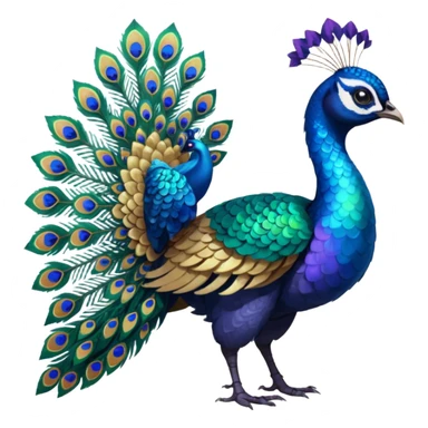  Peacock-colored beautiful handsome gorgeous aesthetic colorful vibrant Vernid-Trico-species-Fakemon-creature by LiLaiRa, 4 legs, 1 tail, random markings, (full body) sticker