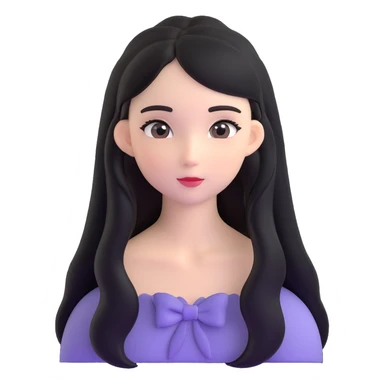 black long hair girl with soft makeup sticker