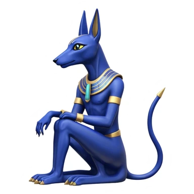 Ancient lapis gold lovely alien anubis immature-aged staged formally sitting posed statue  sticker