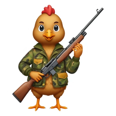 Chicken dressed as an hunter sticker