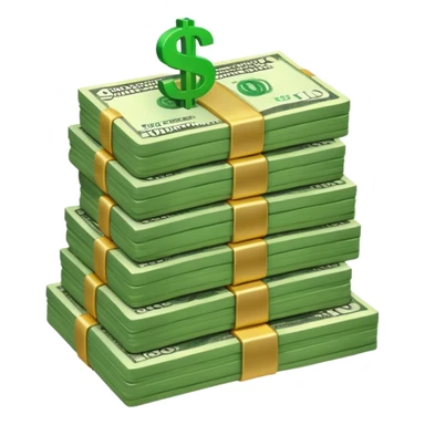 money, stack of bills, green, with dollar sign sticker