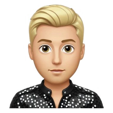 Lance Bass from 'N Sync with blonde hair, black sequin outfit, light skin sticker