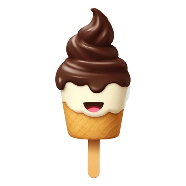 ice cream on a stick with chocolate, flat shape with a good mood  sticker
