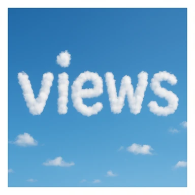 A cloud formation shaped like the word "views" sticker