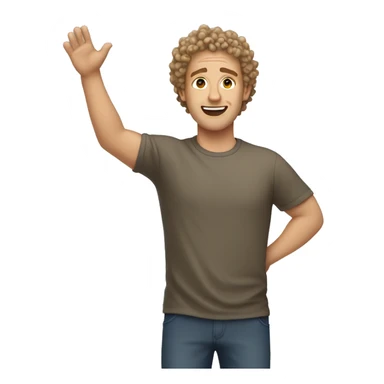 normal white man, short curly hair surrendering, hands up in the air  sticker