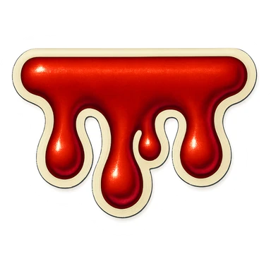 blood drips, extremely short and wide, retro sticker style sticker
