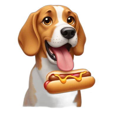 a dog eating a hot dog sticker