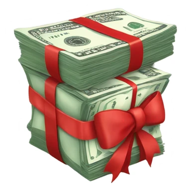  money with red bow sticker