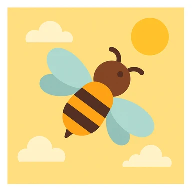 Flat design style bee in the sky sticker