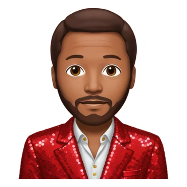 Marvin Gaye with dark brown hair, red sequin outfit sticker