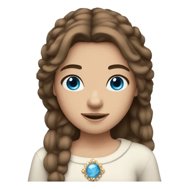 cozy girl with straight brown hair blue eyes and crown sticker