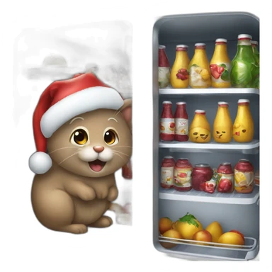 Papa noel vole dans un frigo sticker