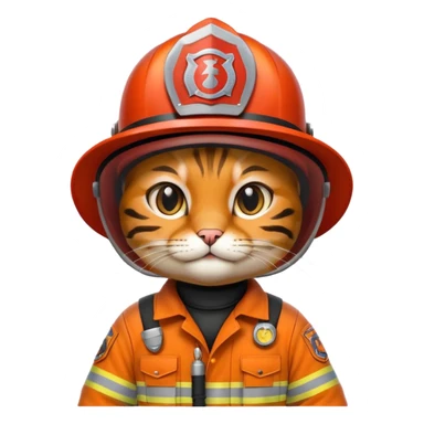 wild cat in firefighter suit sticker