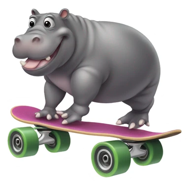 Hippopotamus on a skateboard sticker